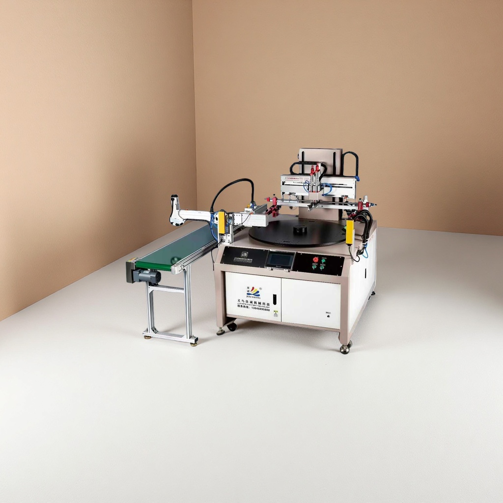 JC-3040F4S four-station rotary screen printing machine with blanking mechanical hand screen printing equipment