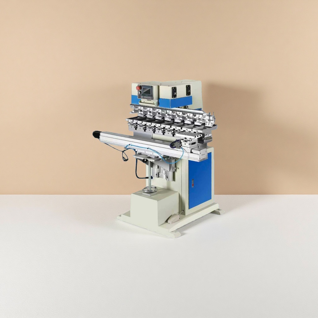 Eight-color shuttle pad printing machine, an industrial-grade metal body multi-station continuous printing equipment details Picture