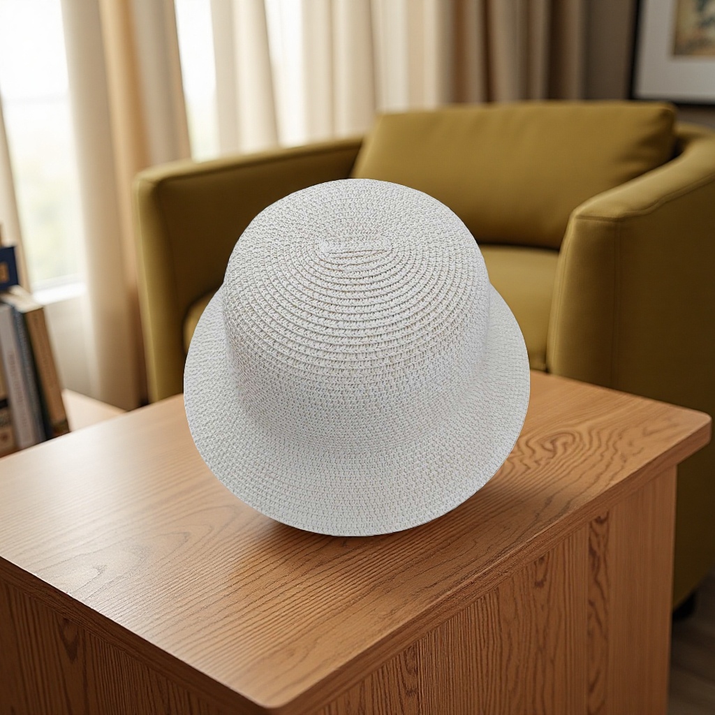The main body of the woven straw hat is a fashionable sunshade and sun protection straw hat, a breathable and casual summer hat Specification image