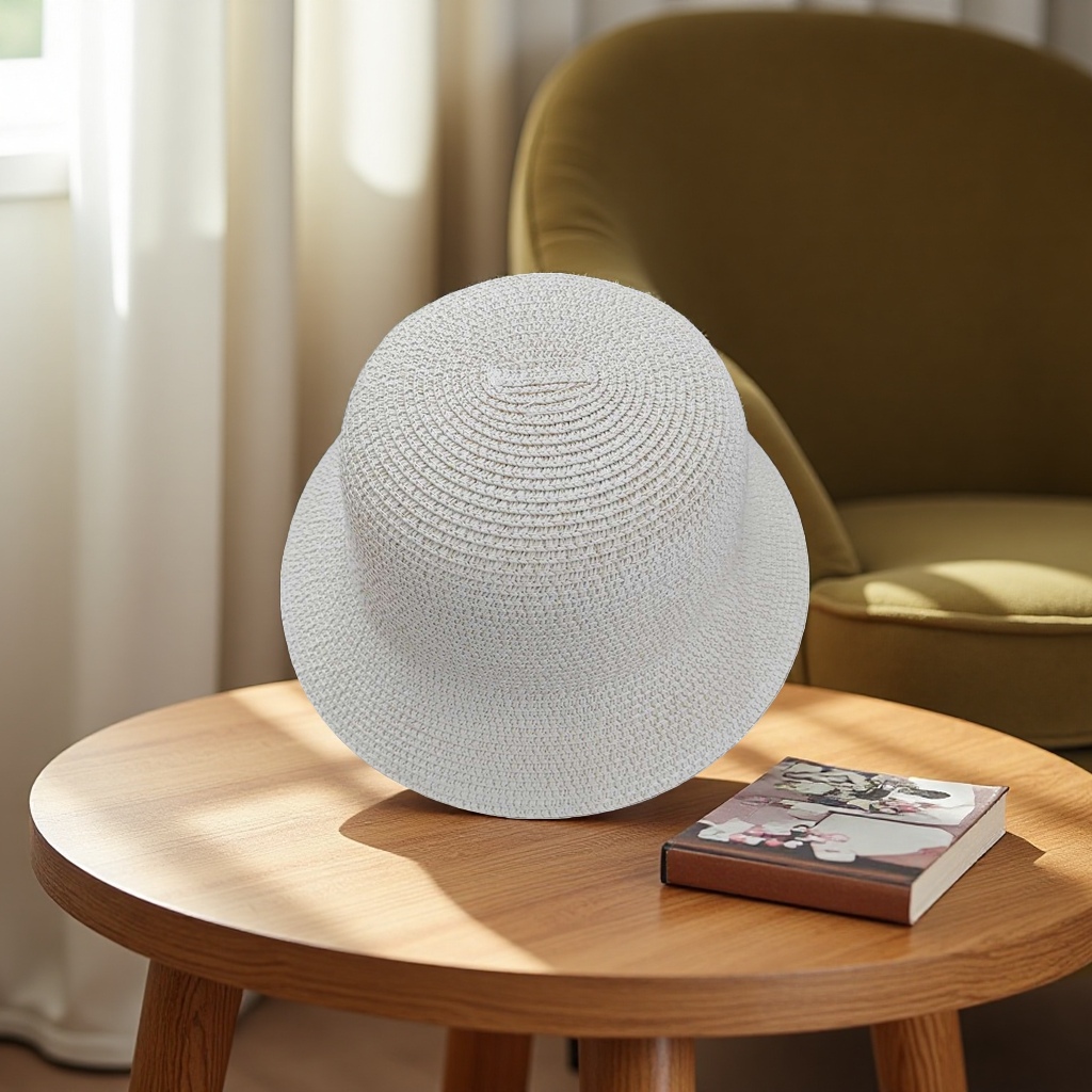 The main body of the woven straw hat is a fashionable sunshade and sun protection straw hat, a breathable and casual summer hat details Picture