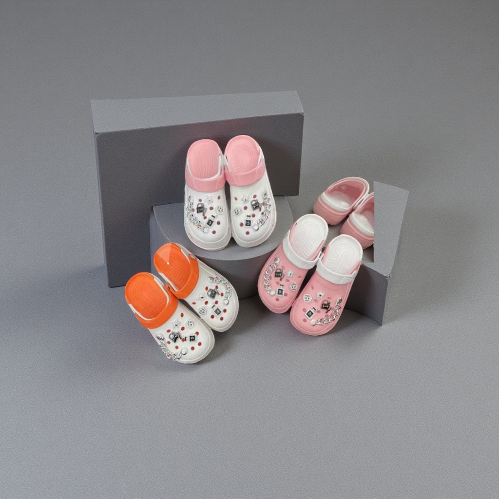 Pink and orange EVA butterfly-decorated slippers, light and anti-slip, suitable for women on the beach Specification image