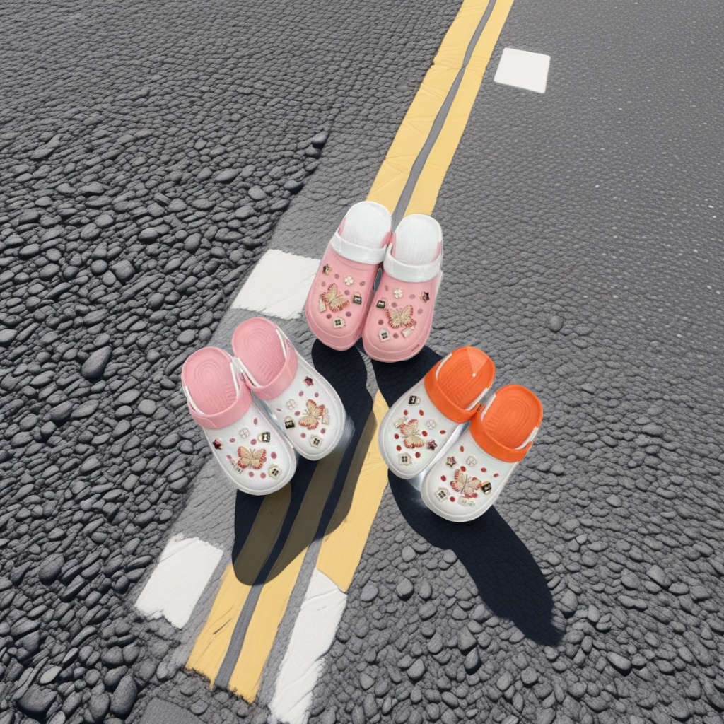 Pink and orange EVA butterfly-decorated slippers, light and anti-slip, suitable for women on the beach