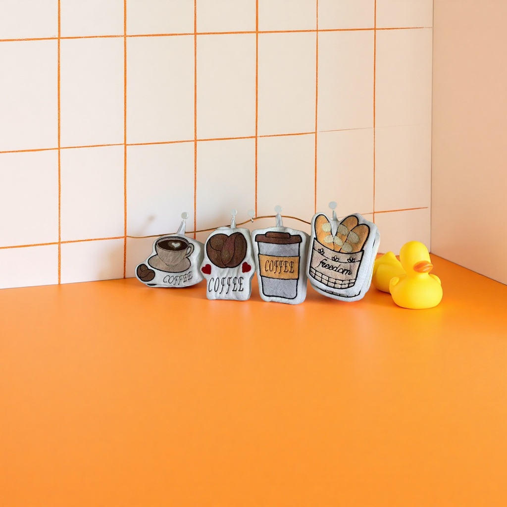 Coffee-themed towel pendant, creative home decoration, cute and simple bathroom products