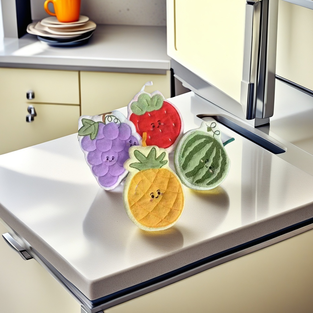 Cute fruit-shaped kitchen cloth, absorbent and quick-drying cleaning cloth