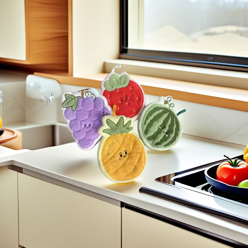 Cute fruit-shaped kitchen cloth, absorbent and quick-drying cleaning cloth details Picture