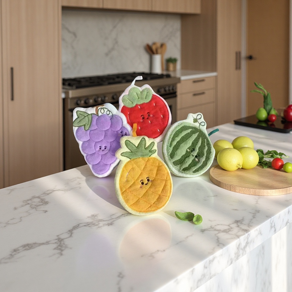 Cute fruit-shaped kitchen cloth, absorbent and quick-drying cleaning cloth Application Scenario