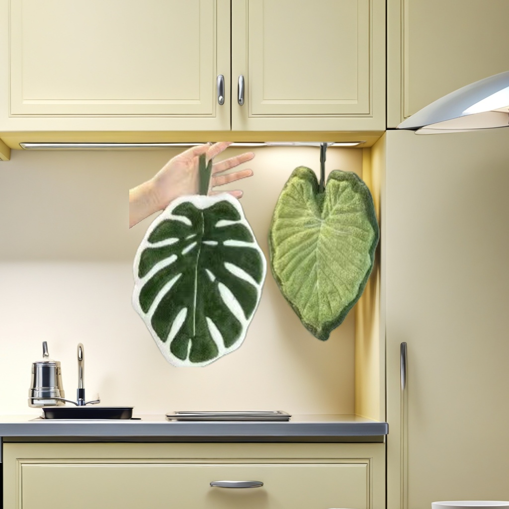 A fish-back bamboo leaf-shaped green plant leaf throw pillow details Picture