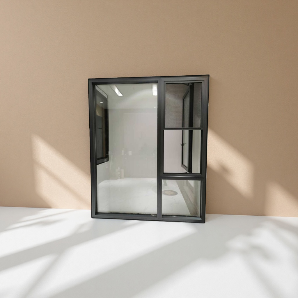 Modern and simple interior partition decoration with black-framed glass Windows