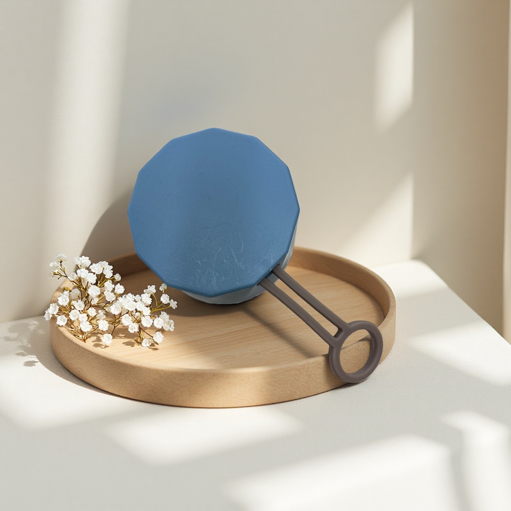 Tapa octogonal azul con manija de anillo taza de cerámica casa oficina taza de agua anti-escaldante portátil