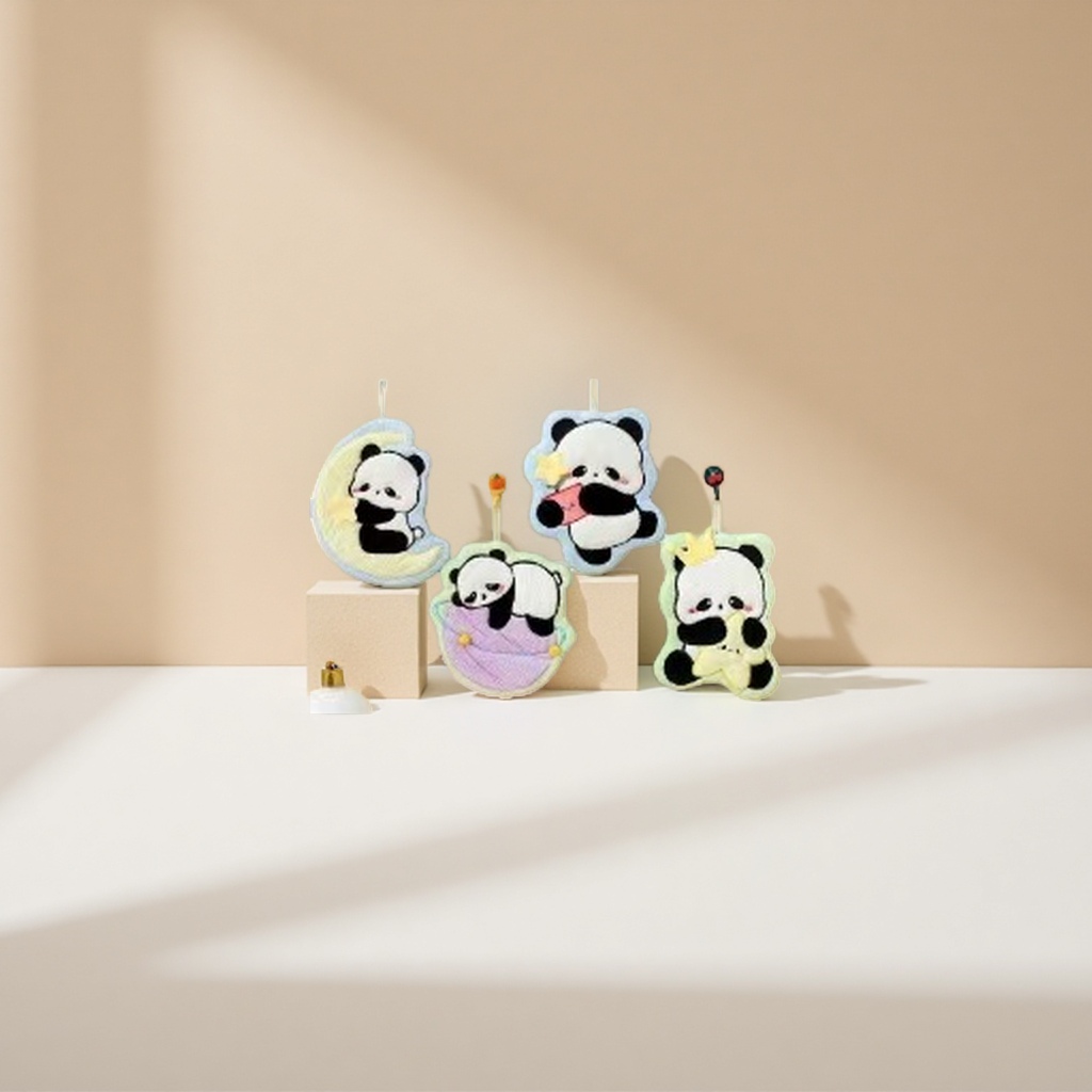 Cute plush car keychain bag decoration in the shape of a panda details Picture