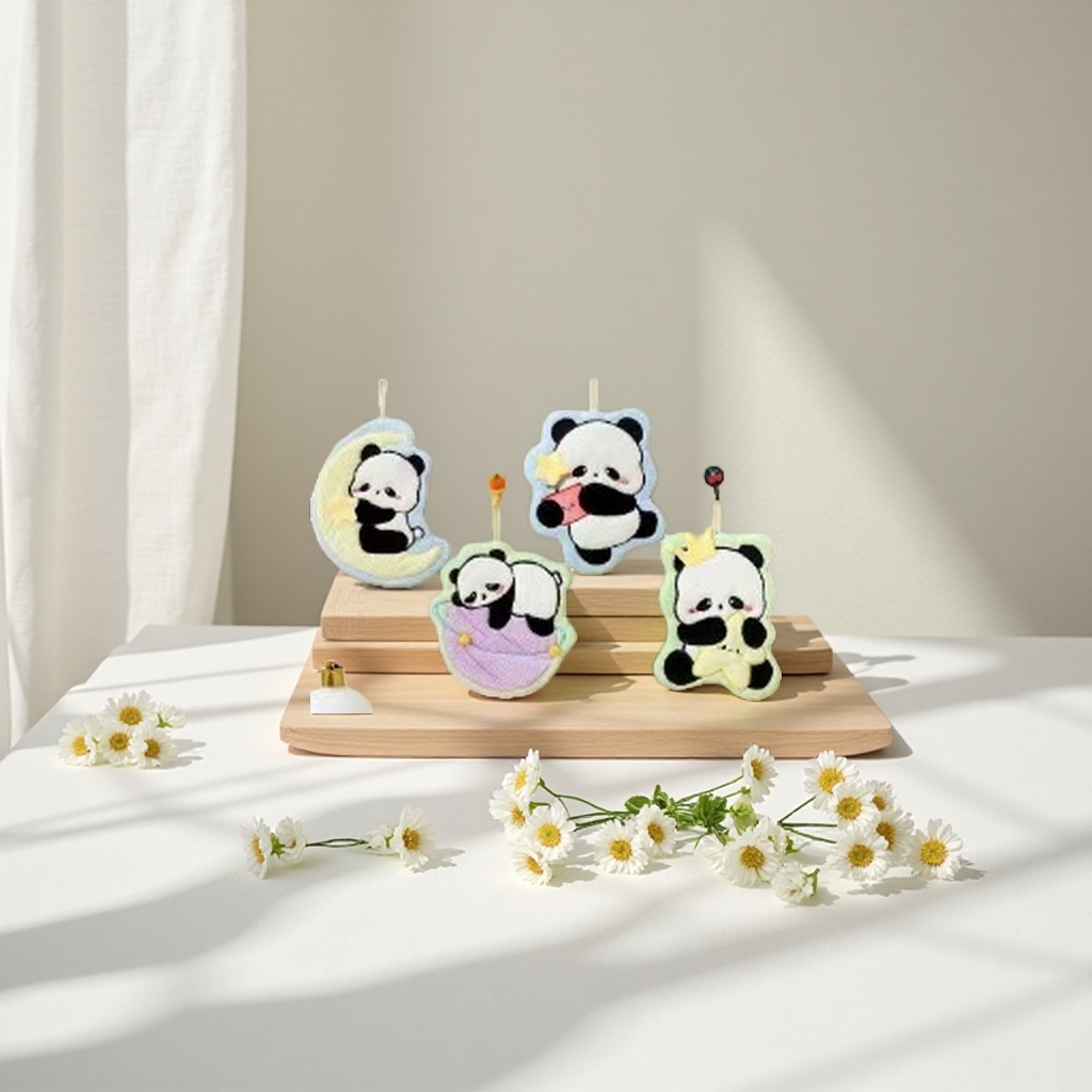 Cute plush car keychain bag decoration in the shape of a panda Application Scenario