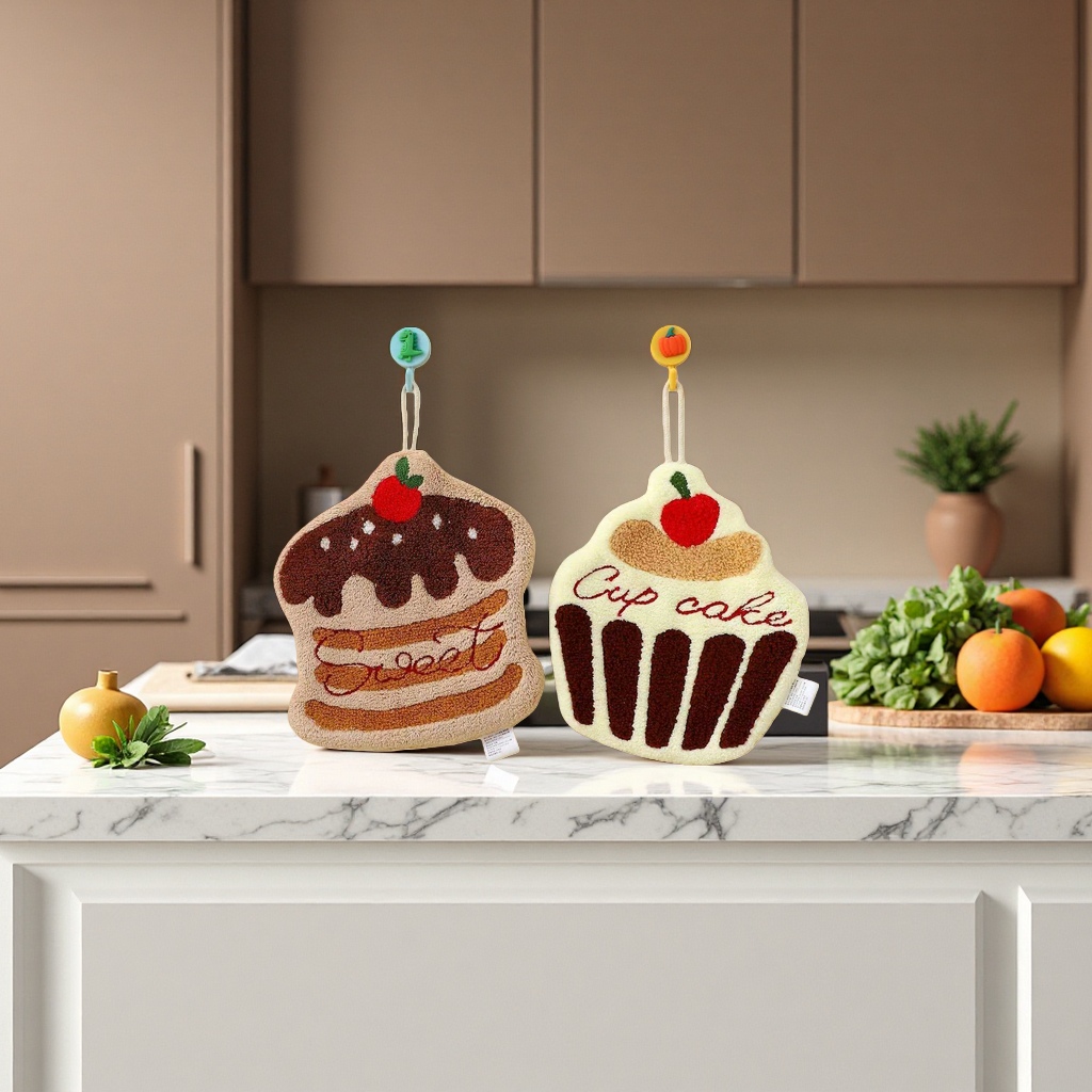 Cute cake-shaped plush hanging decoration, chocolate-style Sweet paper cup-style Cup cake wall decoration Application Scenario