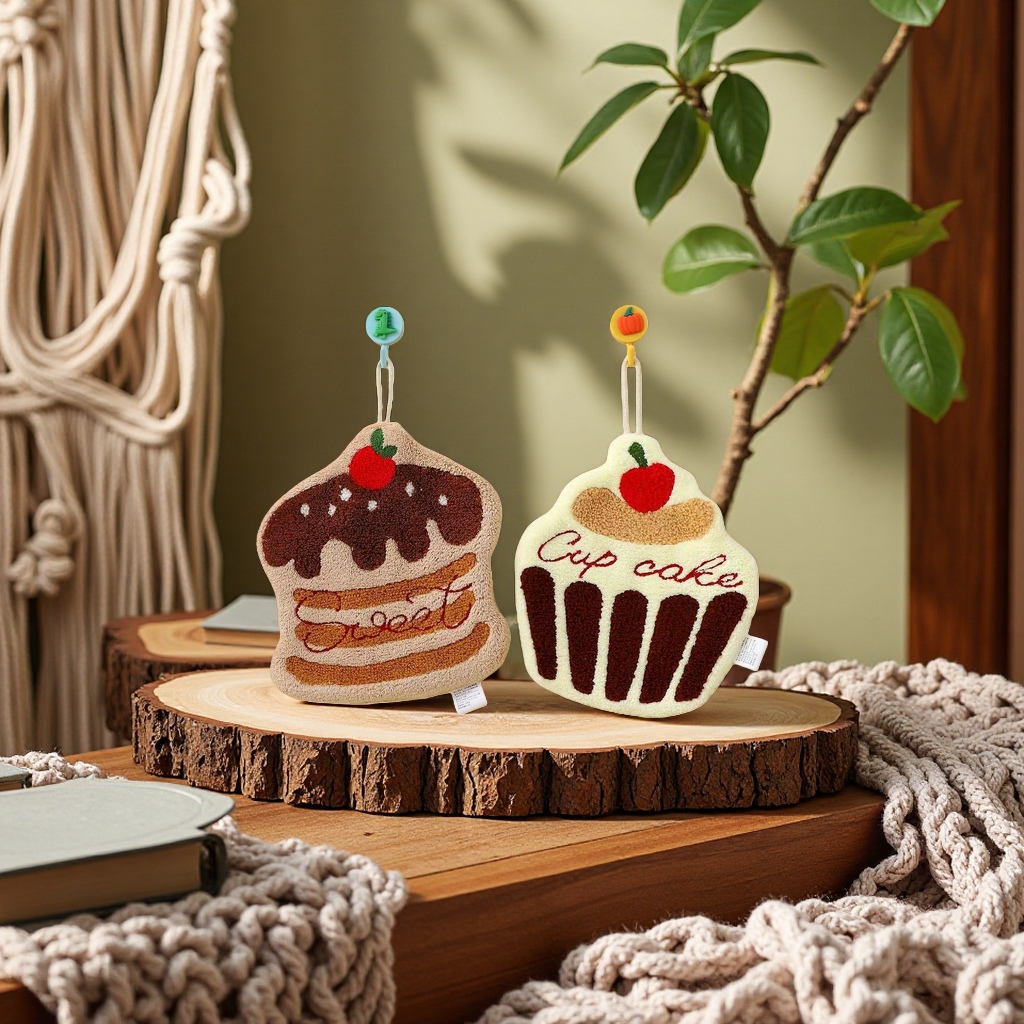 Cute cake-shaped plush hanging decoration, chocolate-style Sweet paper cup-style Cup cake wall decoration Specification image