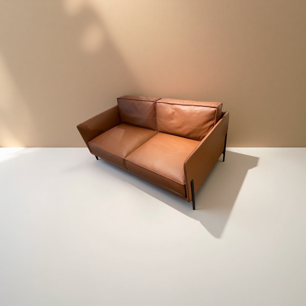 The brown leather sofa for the living room is a simple and modern three-seater set that can be disassembled and washed Application Scenario