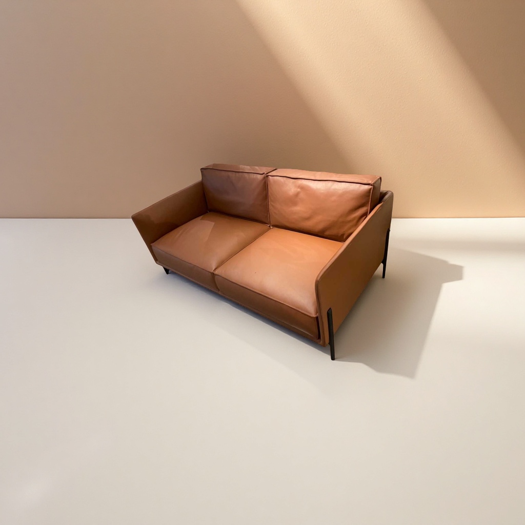 The brown leather sofa for the living room is a simple and modern three-seater set that can be disassembled and washed Specification image