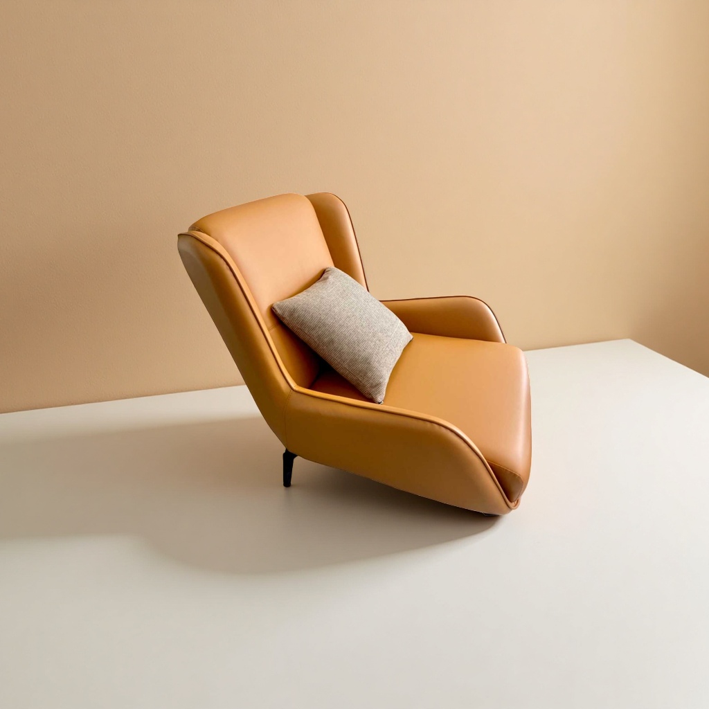 Orange leather single sofa chair, a modern and simple living room small-sized lounge chair Application Scenario