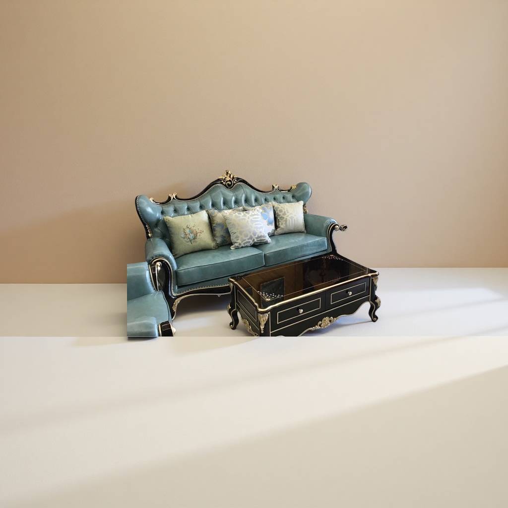 European classical style living room furniture set, sofa, solid wood carved fabric combination Application Scenario