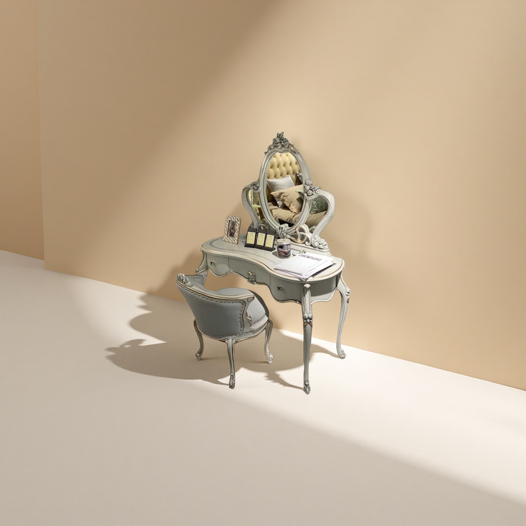 European-style dressing table, simple and modern bedroom furniture, solid wood multi-layer board, environmentally friendly and load-bearing Specification image