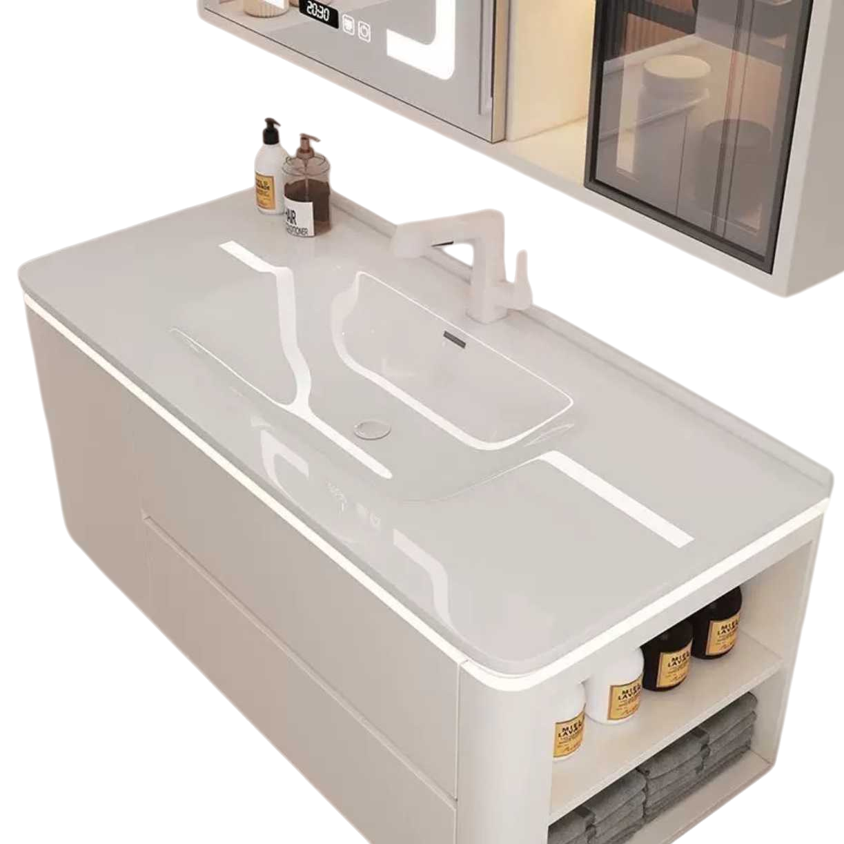 Modern minimalist style washbasin, ceramic washbasin and bathroom cabinet combination Item Picture