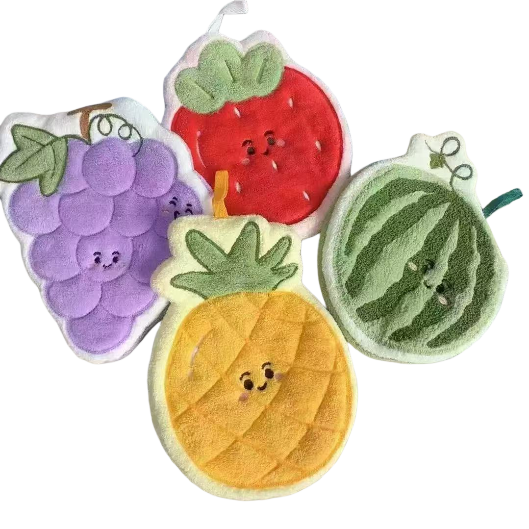 Cute fruit-shaped kitchen cloth, absorbent and quick-drying cleaning cloth Item Picture