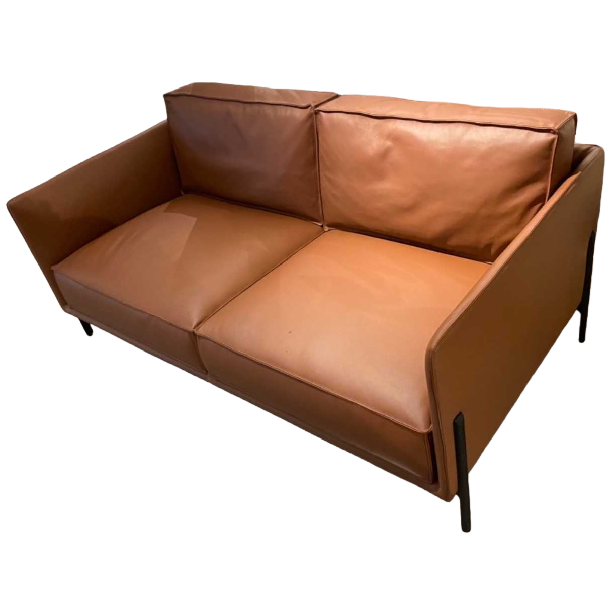 The brown leather sofa for the living room is a simple and modern three-seater set that can be disassembled and washed Item Picture