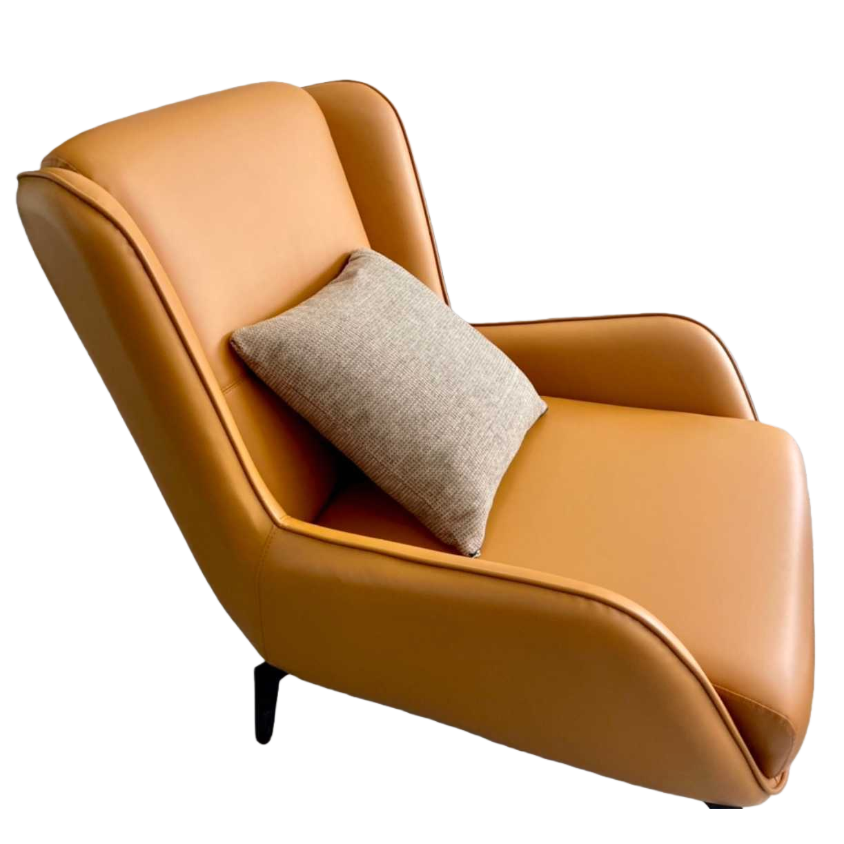 Orange leather single sofa chair, a modern and simple living room small-sized lounge chair Item Picture