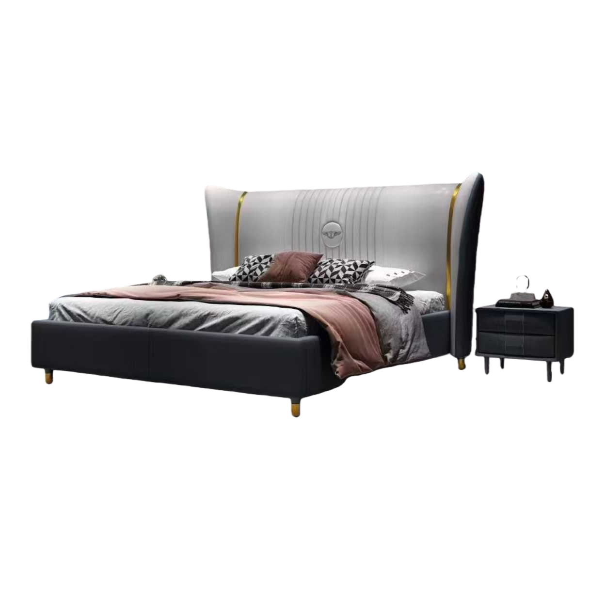 Modern minimalist style bed, Nordic-style solid wood double bed bedroom furniture Item Picture