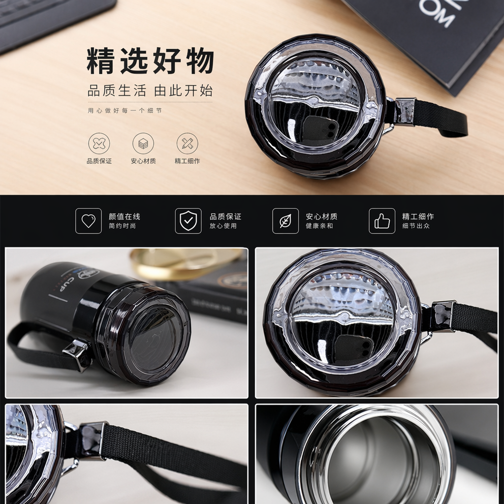 黑色水杯盖 通用型防漏硅胶密封杯盖适配多种水杯详情1
