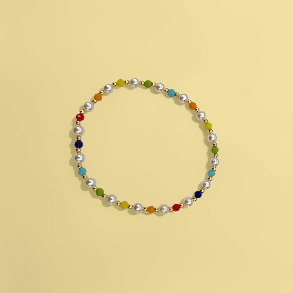 Colorful bead bracelet, a round and colorful beaded accessory, is a fashionable accessory suitable for both men and women Specification image