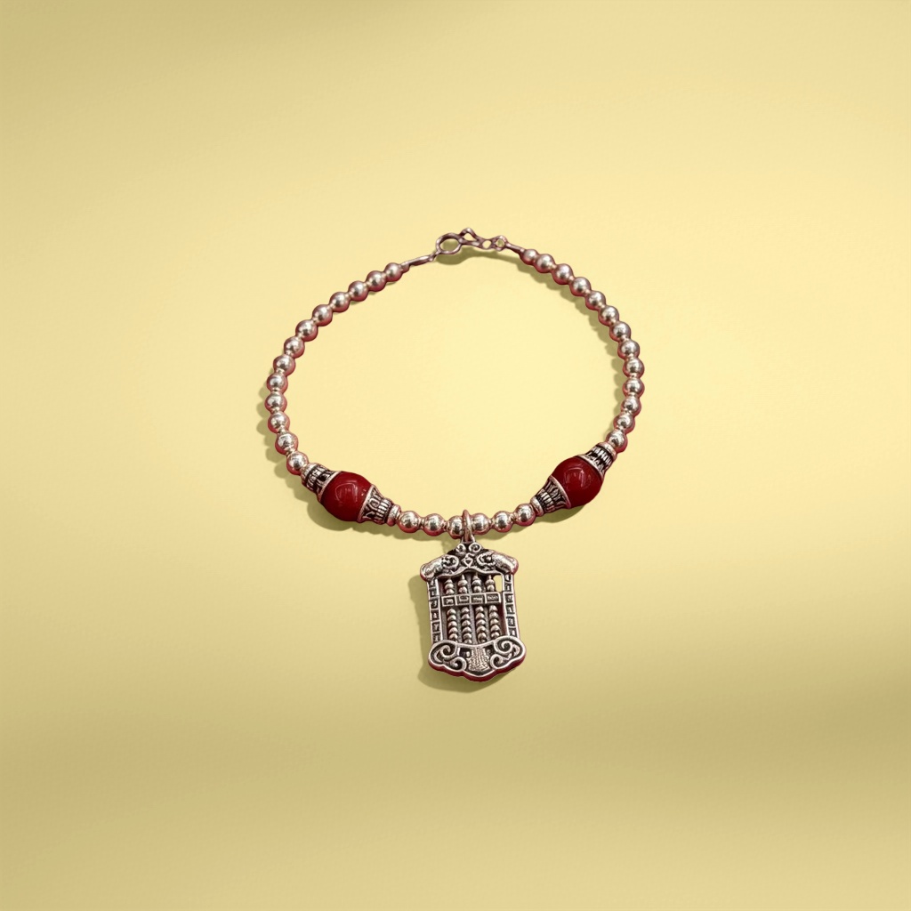A silver necklace in a red velvet box Application Scenario