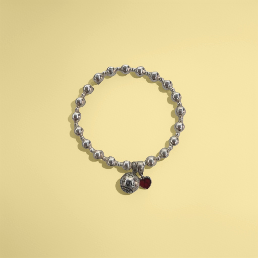 A simple, fashionable and versatile silver bead bracelet for women details Picture