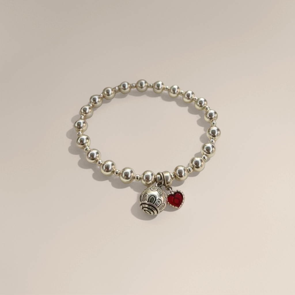 Silver beaded bracelet for women is a simple, fashionable and versatile accessory Specification image