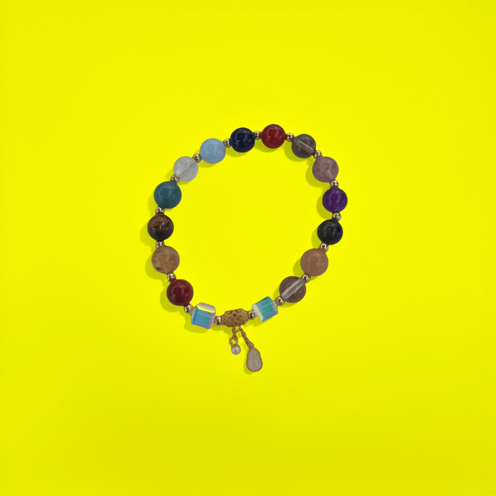 Colorful gemstone bracelet with natural stone beads, a simple and fashionable accessory for women