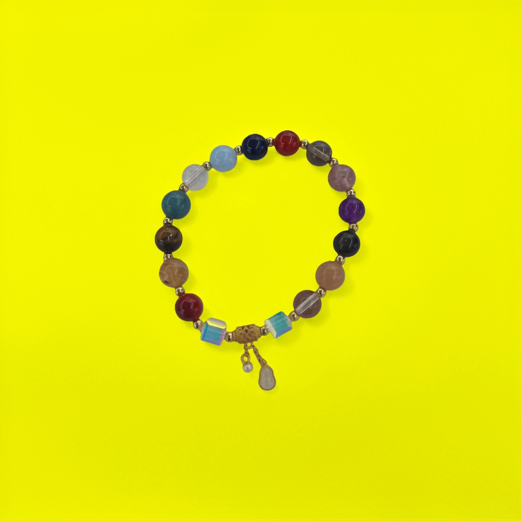 Colorful gemstone bracelet with natural stone beads, a simple and fashionable accessory for women Application Scenario