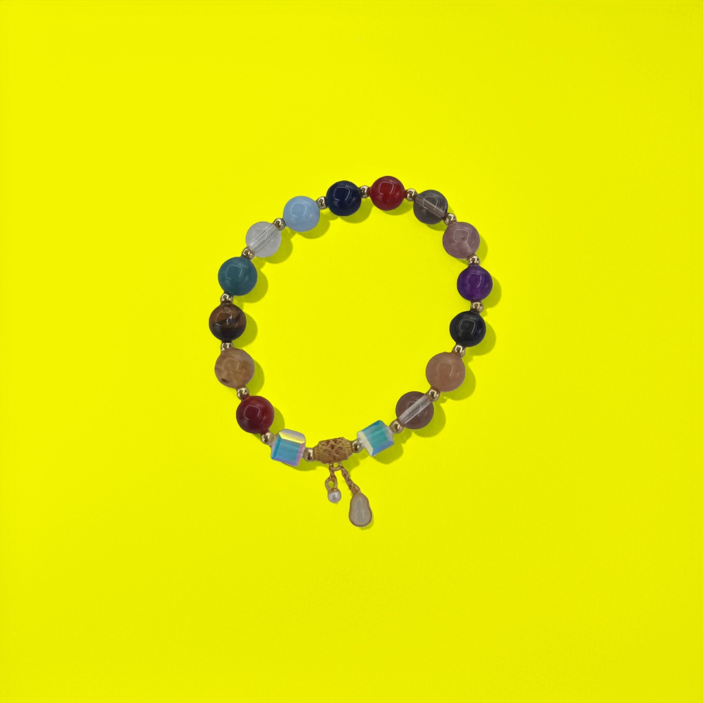 Colorful gemstone bracelet with natural stone beads, a simple and fashionable accessory for women details Picture