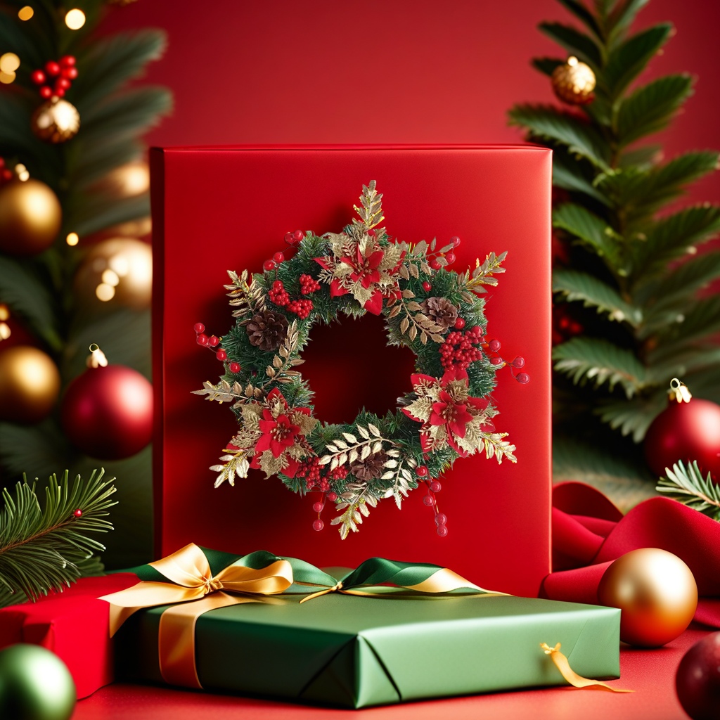 Christmas wreath simulation pine branch decoration hanging door living room bedroom festive atmosphere 🎄