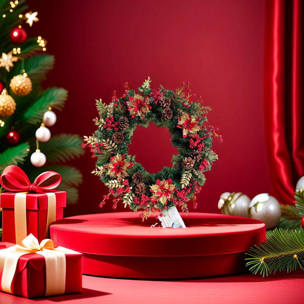كما ان اكاليل عيد الميلاد زخرفة بأغلفة من الصنوبر details Picture