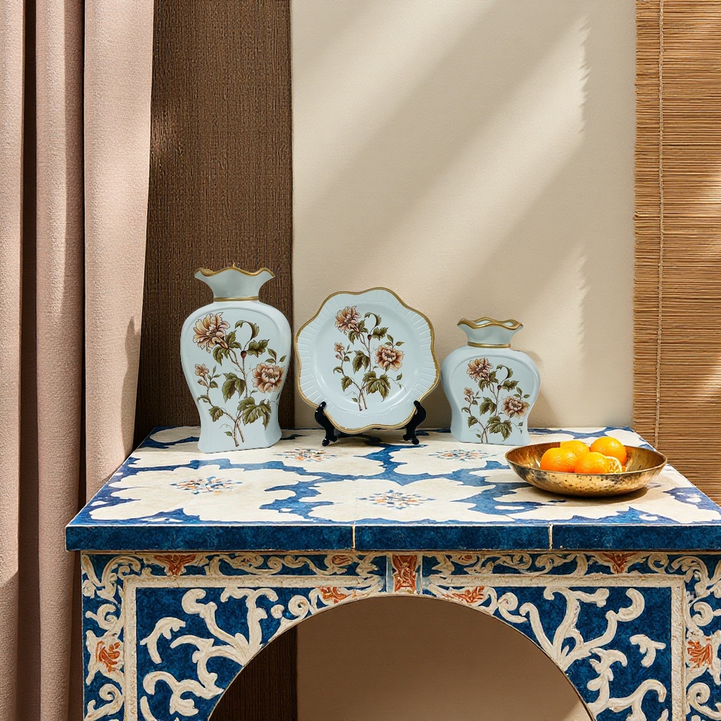 2026 New Style Ceramic Vase and Ceramic Plate Set, Hotel and Home decoration tableware set, simple Nordic-style ceramic vase Specification image