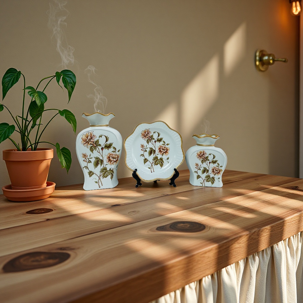 2026 New Style Ceramic Vase and Ceramic Plate Set, Hotel and Home decoration tableware set, simple Nordic-style ceramic vase Application Scenario