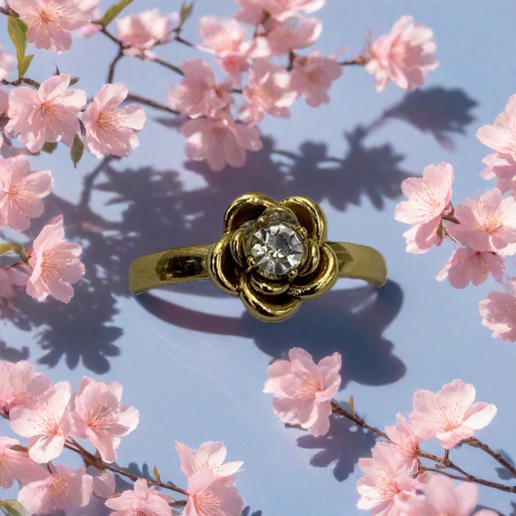 A golden flower-shaped ring is a fashionable and simple ladies' ring