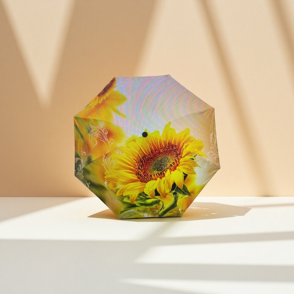 Girasol estampado soleado lluvia paraguas de doble uso impermeable protección solar ligero paraguas plegable Specification image