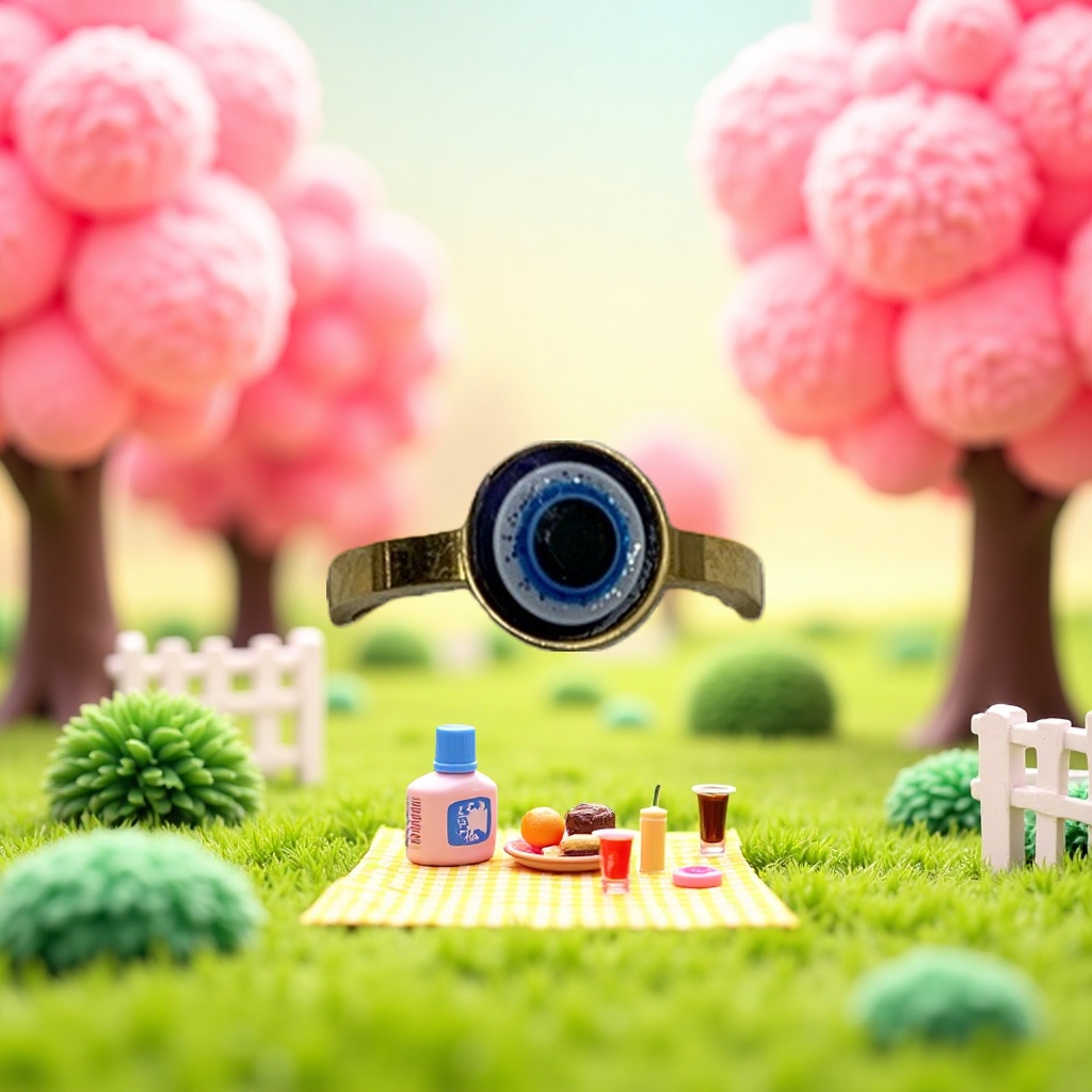 A gold and blue eye pattern ring Application Scenario