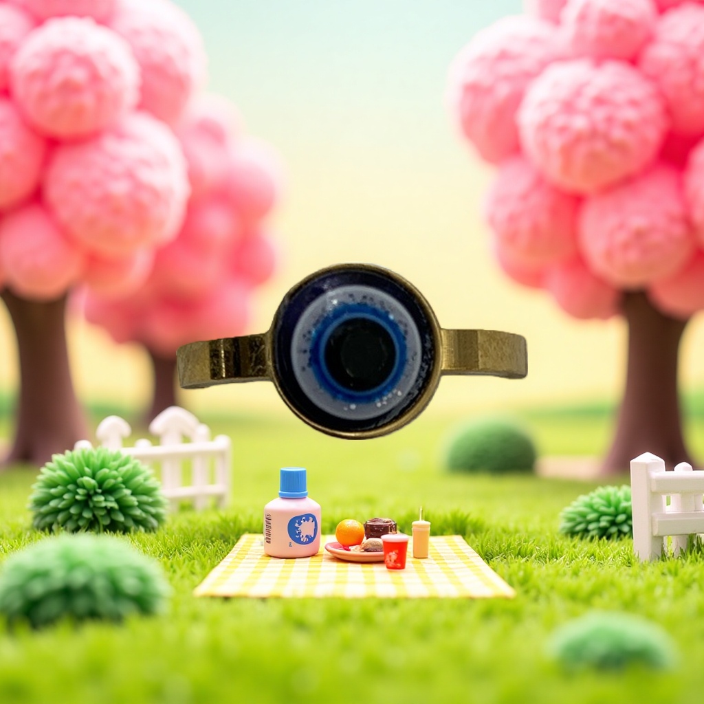 A gold and blue eye pattern ring
