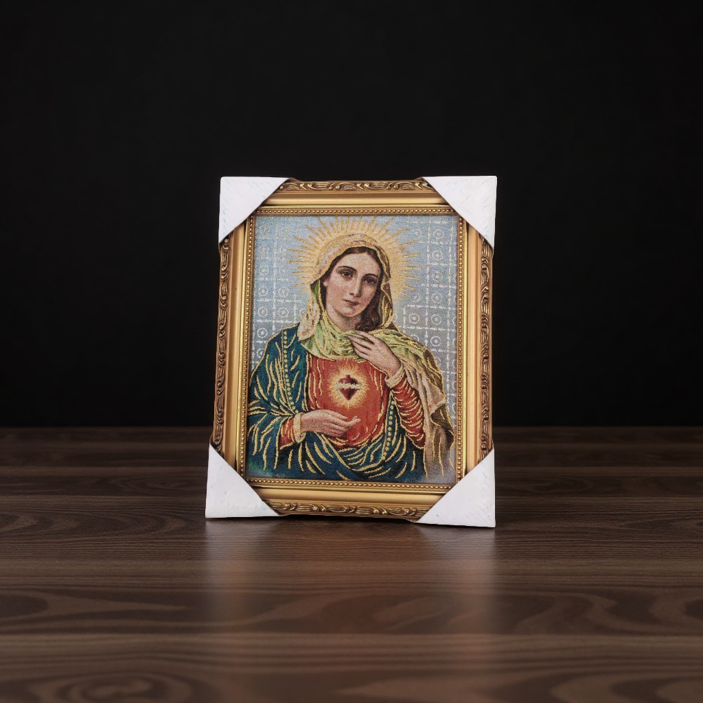 宗教刺绣画圣母玛利亚宗教用品装饰画金丝布画装饰画家居挂画