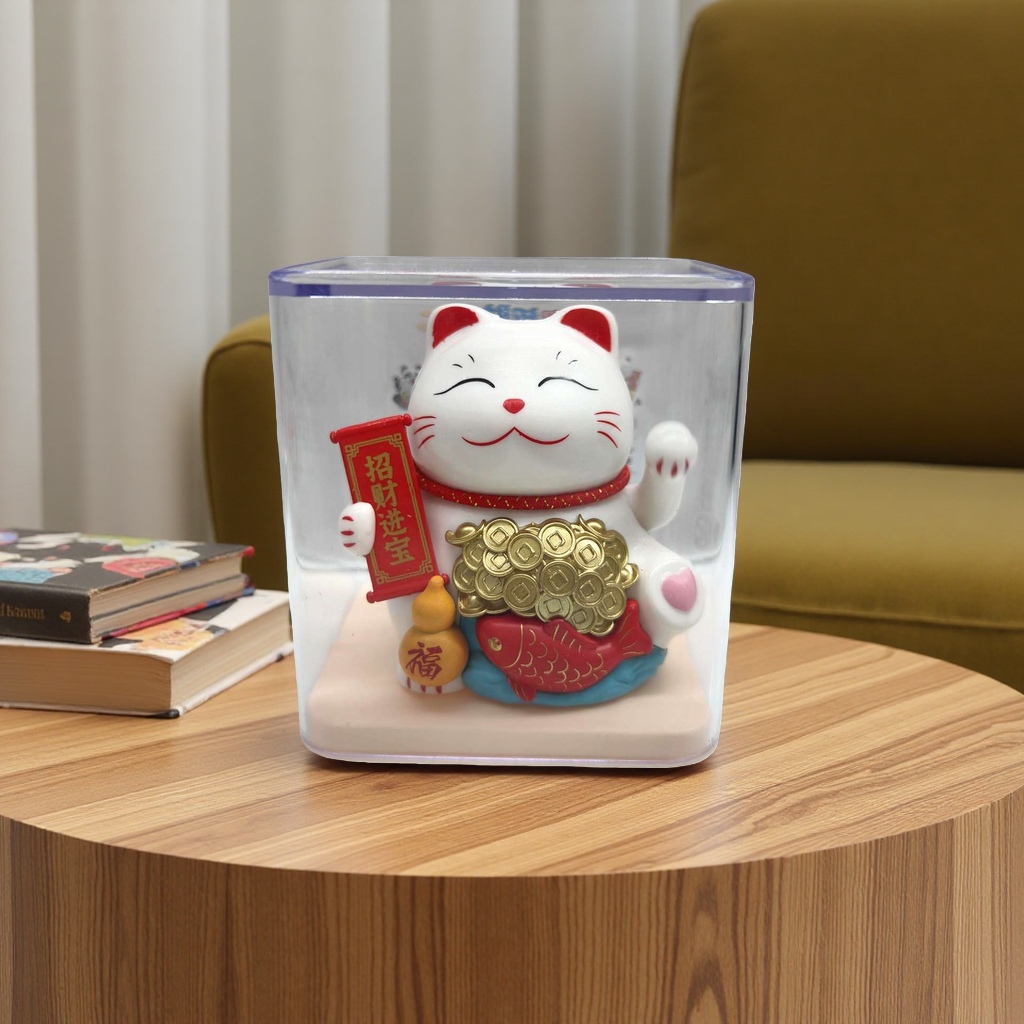 招财猫铜雕摆件办公室书桌招财纳福风水吉祥物