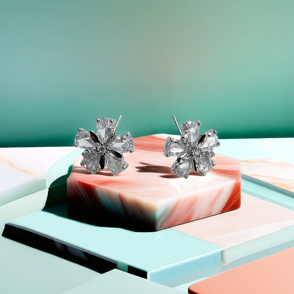 Flower-shaped stud earrings are fashionable, simple and versatile. They are ideal for girls' daily wear