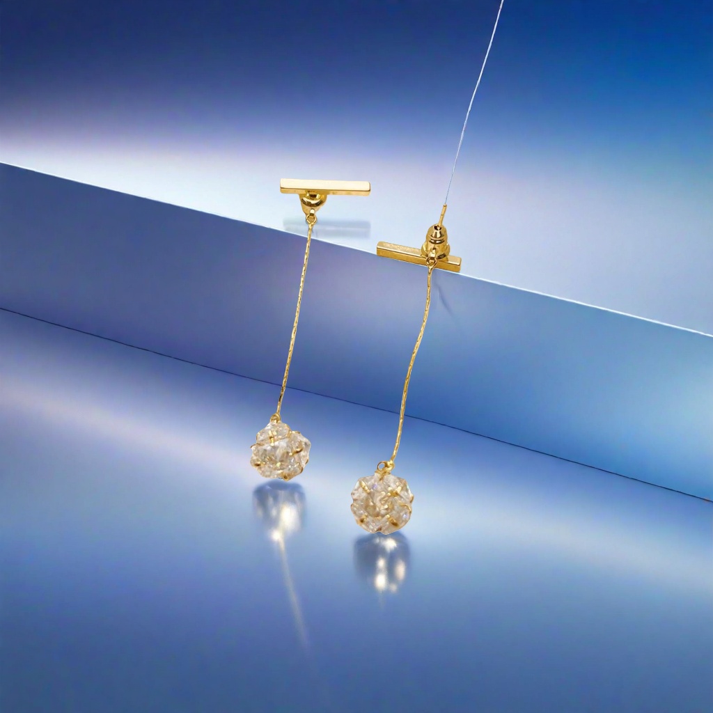 Golden chain crystal earrings, a versatile and elegant ear accessory for women details Picture