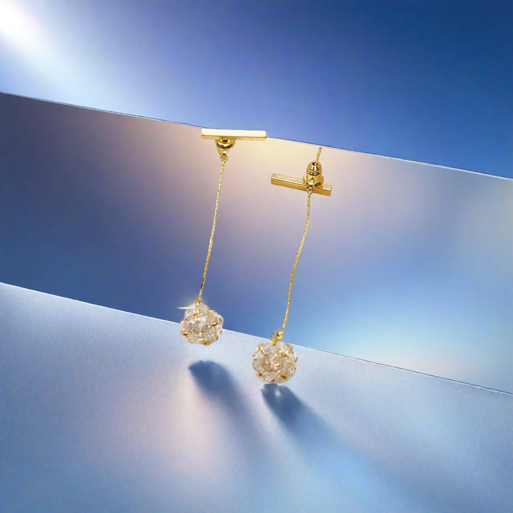 Golden chain crystal earrings, a versatile and elegant ear accessory for women Specification image