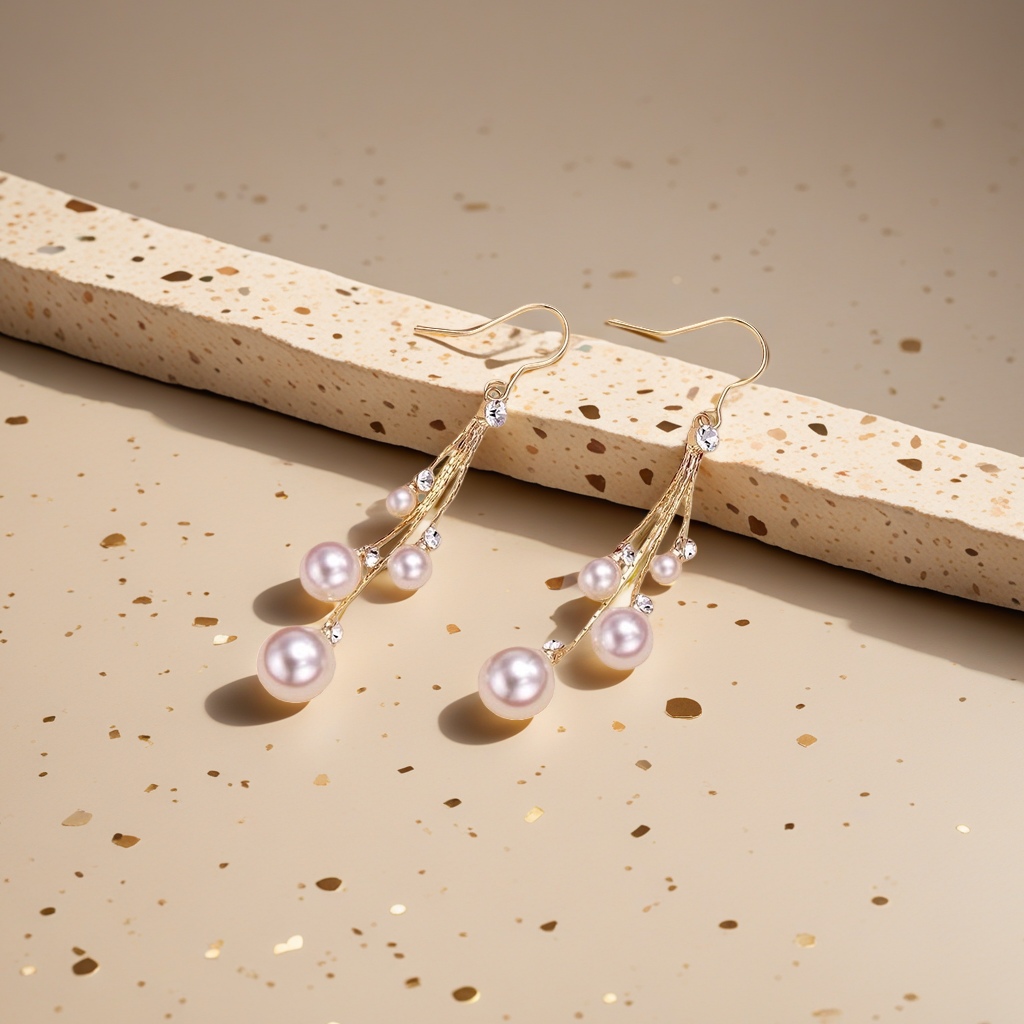 1 pair of pearl earrings, a fashionable, simple and versatile earring accessory for women details Picture
