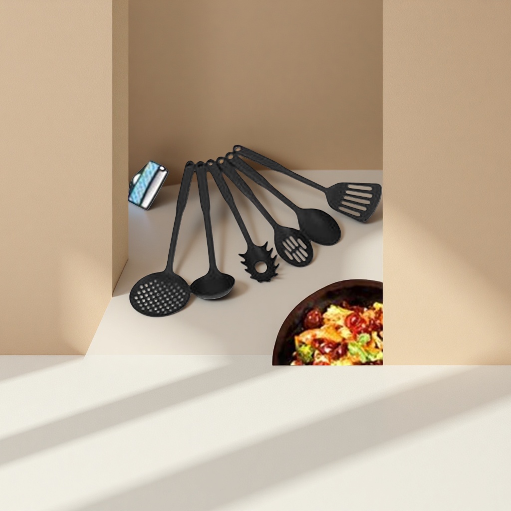 黑色厨具套装 不锈钢厨房用具全套 多功能烹饪工具组合